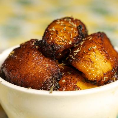 Fried sweet plantains, closeup.