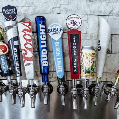 Beer taps, close-up.