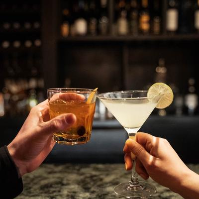 martini and whiskey cheers-ing.