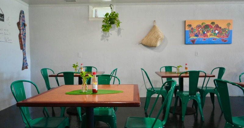 Interior, dining area, tables and chairs