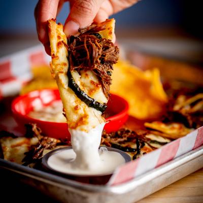 Served food in a tray
