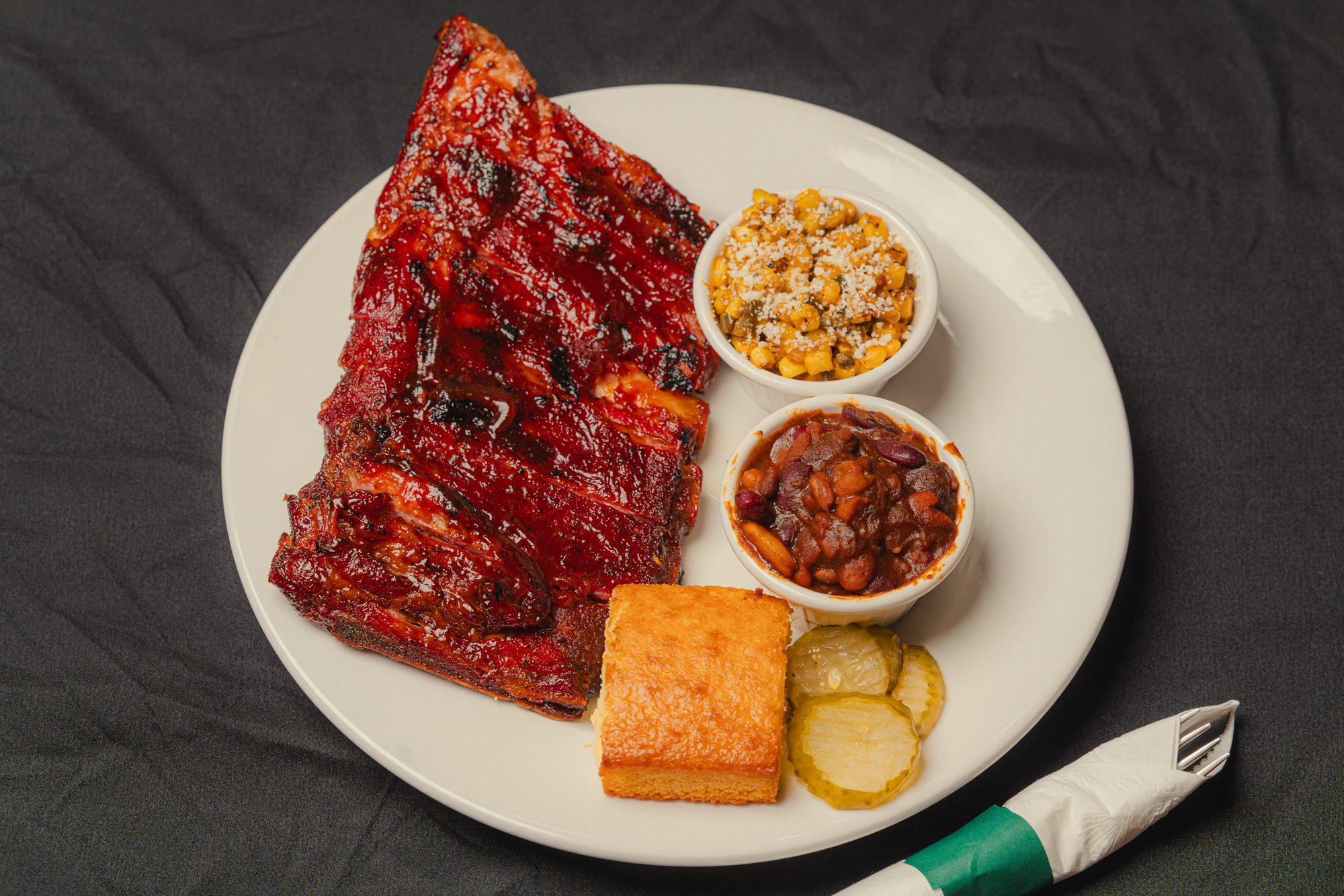 Smoked St. Louis ribs platter