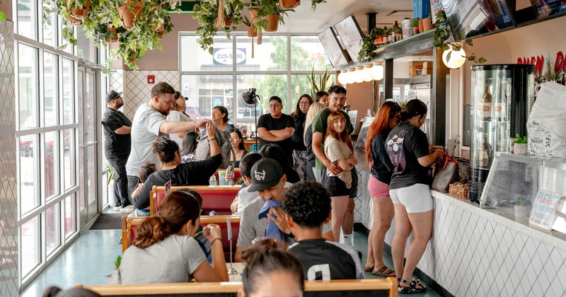 Customers waiting in line