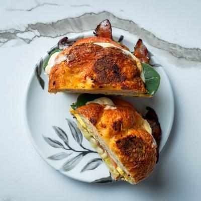 A top view of the breakfast sandwiches.