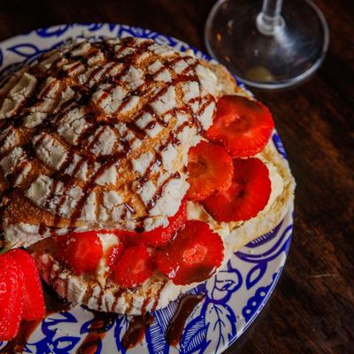 A strawberry dessert