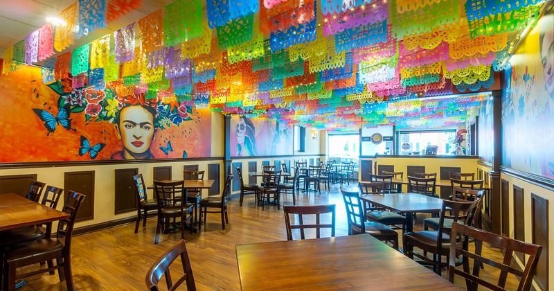 Interior seating area, traditional Mexican decoration