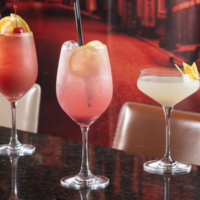 Variety of cocktails served on te bar counter.