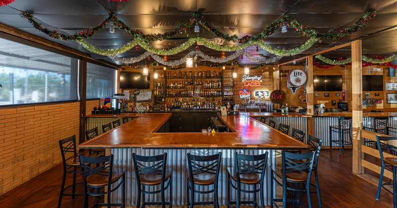 Interior, dining bar, stools