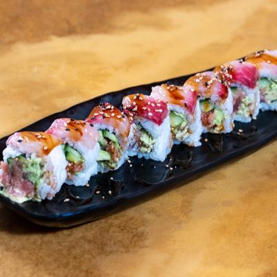 Tuna and avocado sushi rolls.