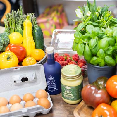 Groceries on the table.