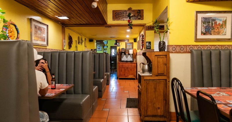 Interior, leather booth area