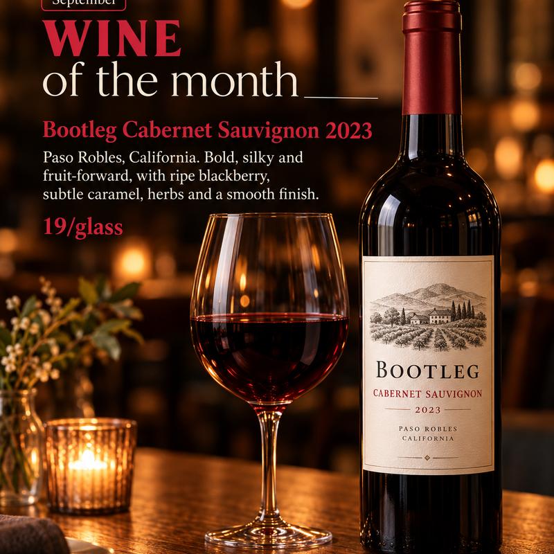 menu item 50 of 131, WiINE OF THE MONTH -  Bootleg Cabernet Sauvignon 2023