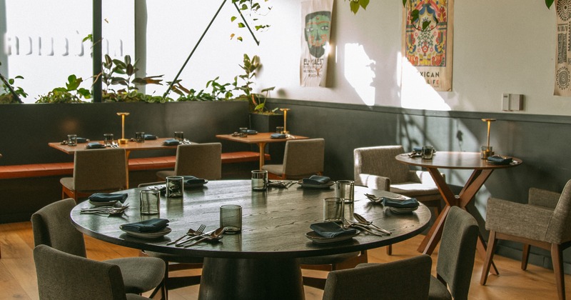 Interior, diner area, tables, chairs