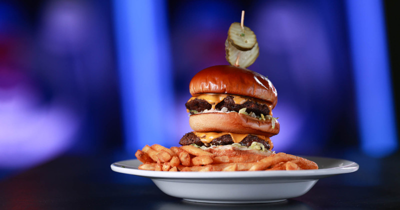 Double burger, fries on the side