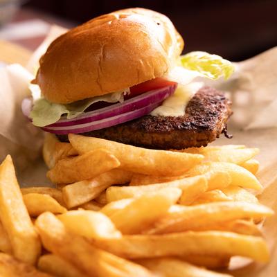 Cheeseburger and fries.
