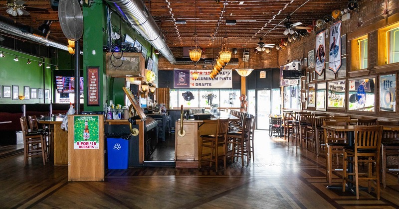 Interior, bar and seating area, cozy atmosphere