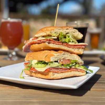 Panini sandwich served outside.