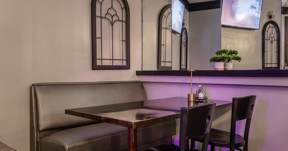 Interior, diner area, booth