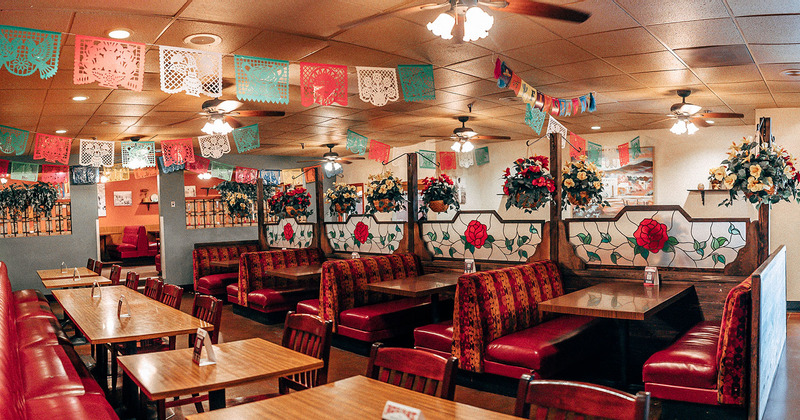 Interior, tables ready for guests