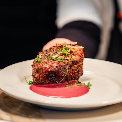 Daper cut - 12 ounce bone in filet with beurre rouge sauce.