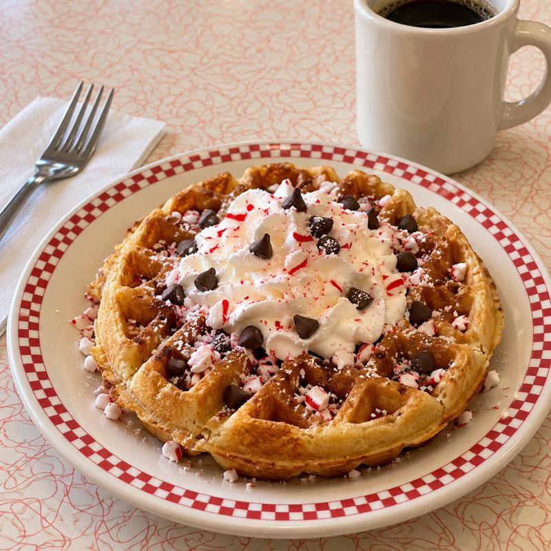 menu item 42 of 44, Peppermint Chocolate Waffle