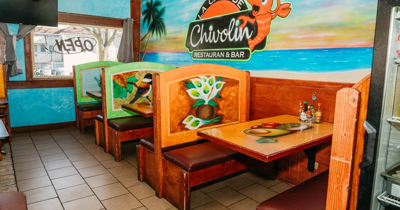 Interior, dining booths