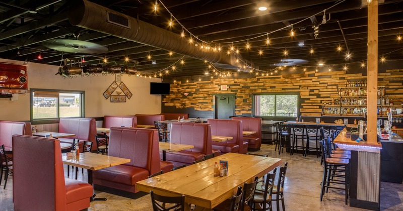 Interior, leather booths, decoration, bar