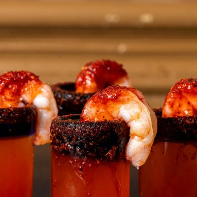 Spicy seafood shots.