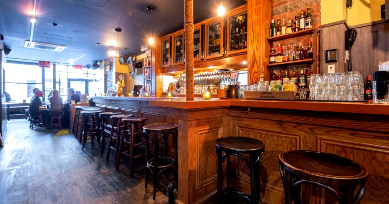 Interior, bar and seating area