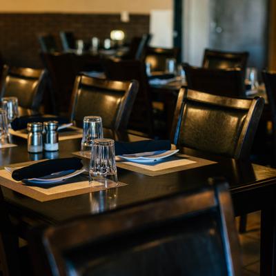 Dining tables, closeup.