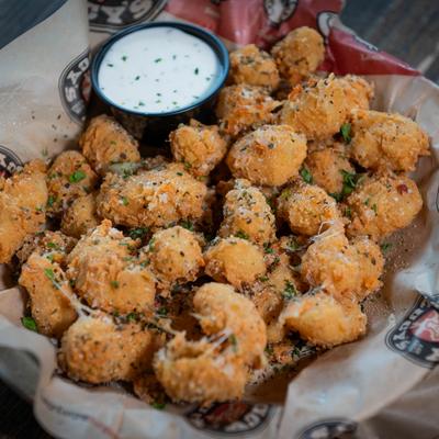 Served Cheese Curds.