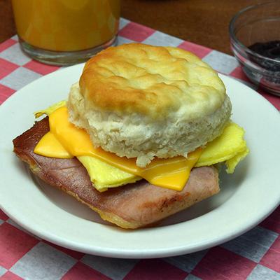 Ham egg cheese sandwich.