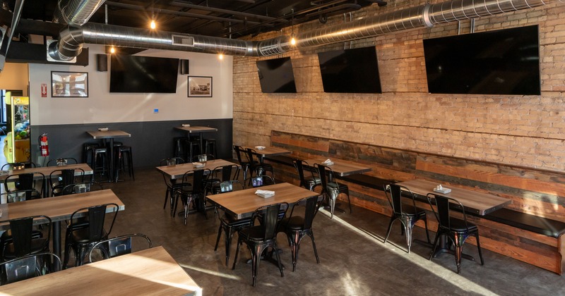 Diner area, tables, chairs