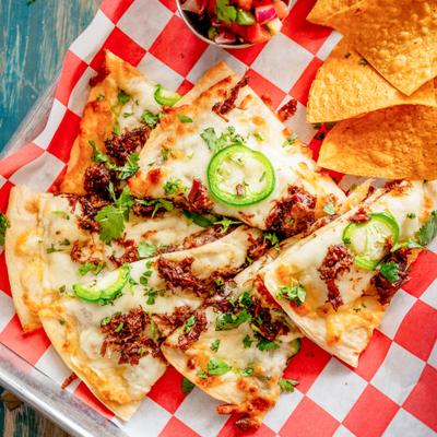 Birria quesadilla, top view