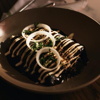 A closeup on a served meal.