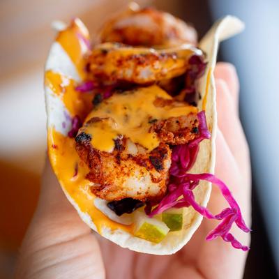 A Cajun shrimp taco.