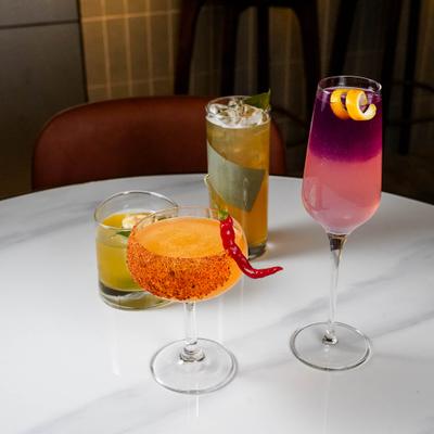 Variety of cocktails served on the table.