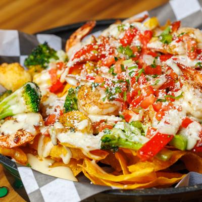 Served seafood nachos.