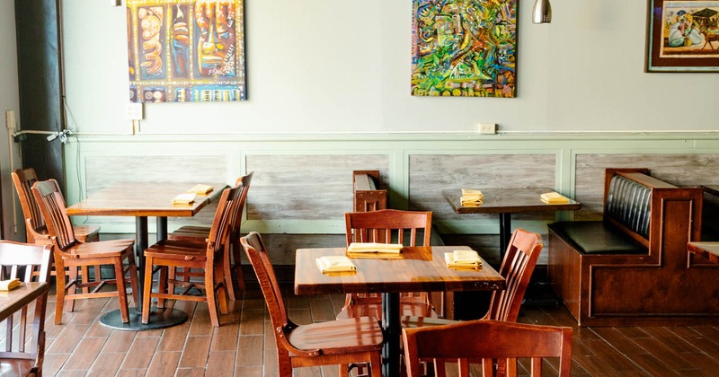 Interior, tables and seating