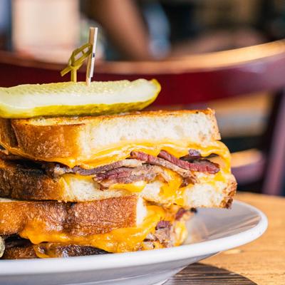 Bonham brisket grilled cheese sandwich.