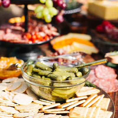 Served food on display.