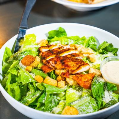 Caesar salad, close up.