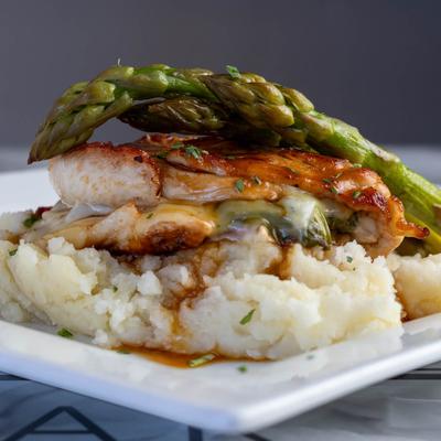 Stuffed chicken, closeup.