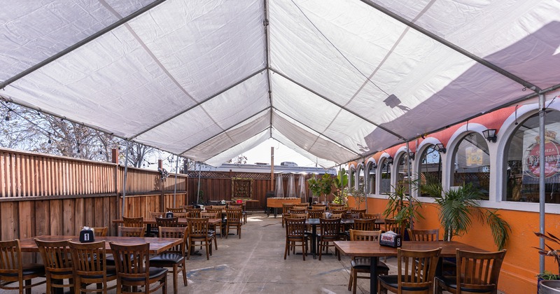 Covered patio dining area