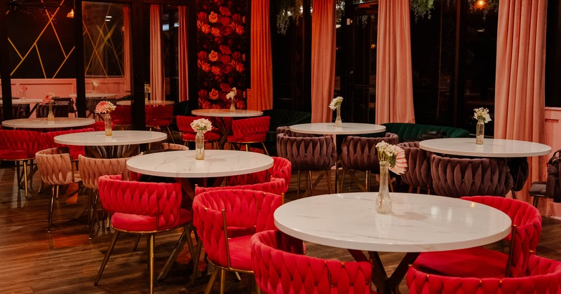 Seating area with round tables