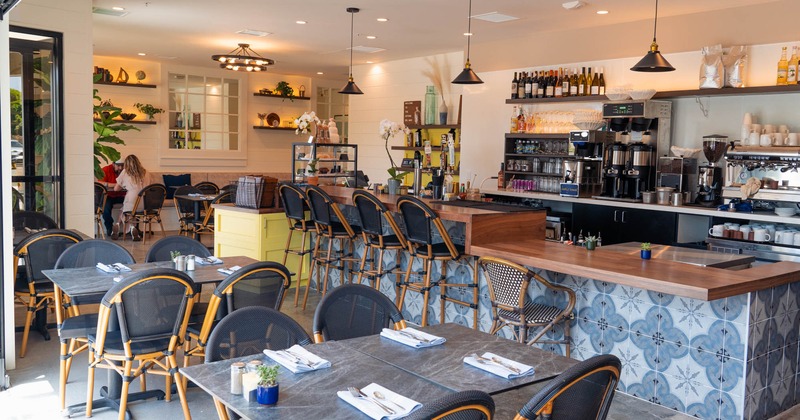 Interior, tables ready for guests