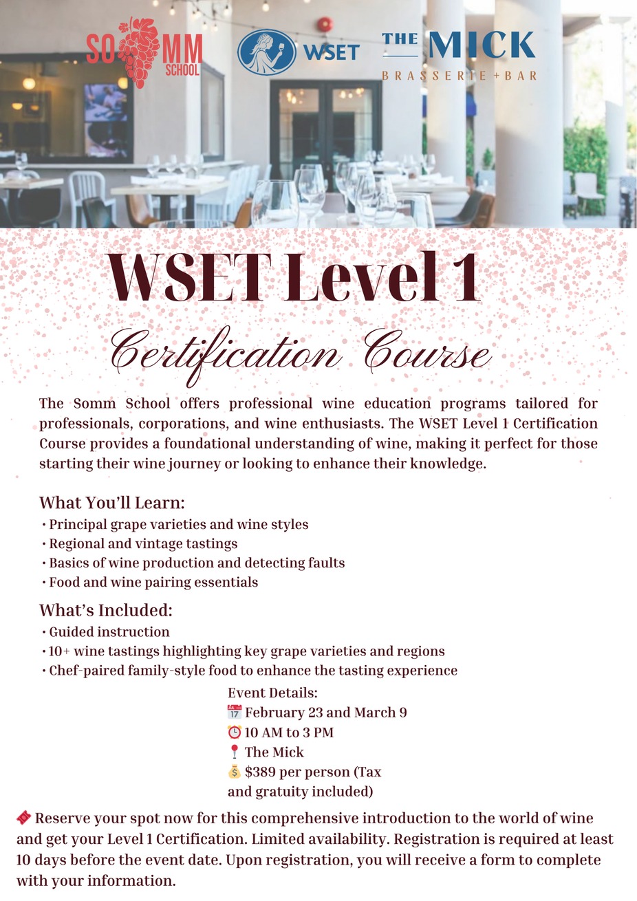 WSET Level 1 Certification Course event photo