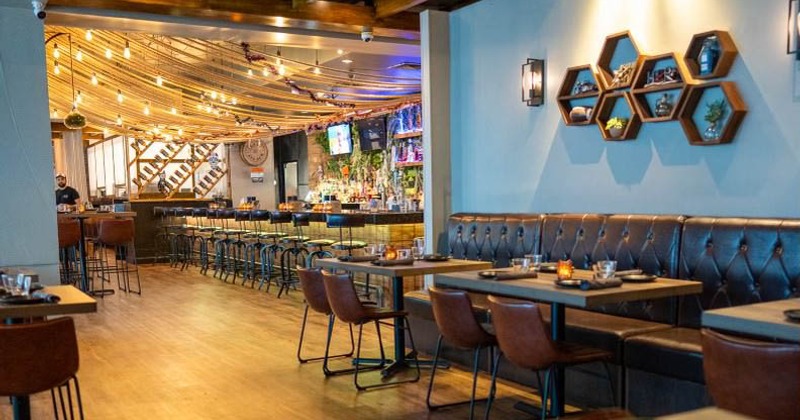 Booths and dining tables ready for guests