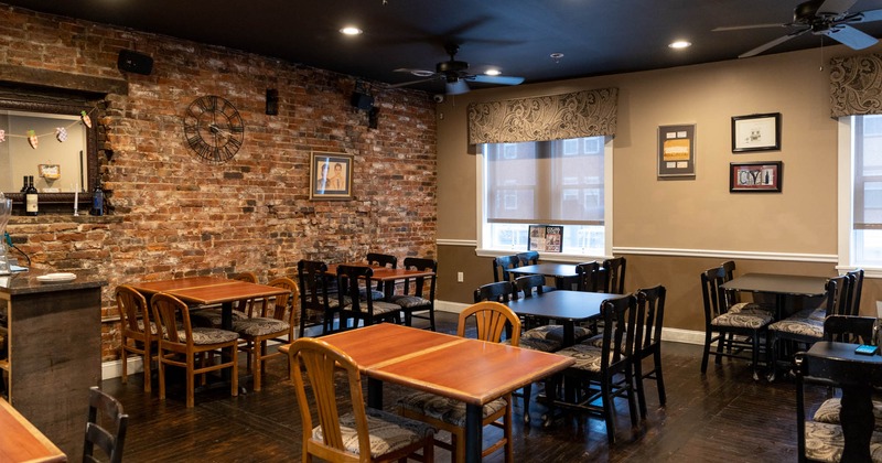 Interior, dining tables and seating