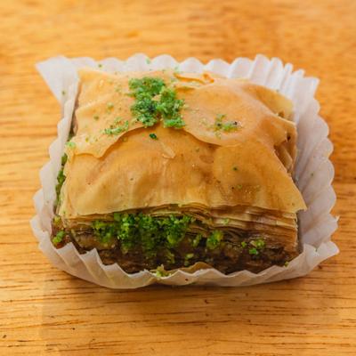 A served baklava dessert.